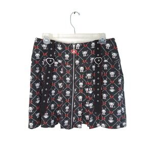 Skelanimals Heart Grommet Strap Pleated Skirt Sz Large‎ Skater Emo Gothic Grunge